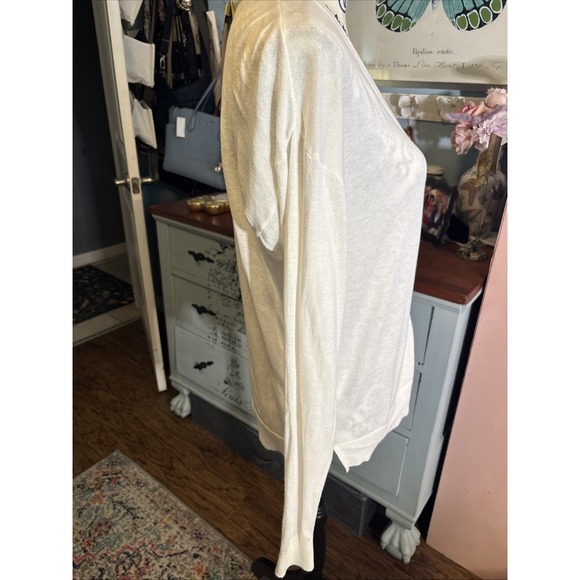 Banana Republic White V-Neck Lightweight Cardigan Women's Size Small Y2K Soft - Picture 7 of 10